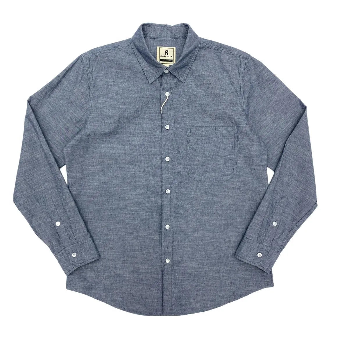 Men's summer cotton linen retro loose fit long sleeve shirt in light gray front view