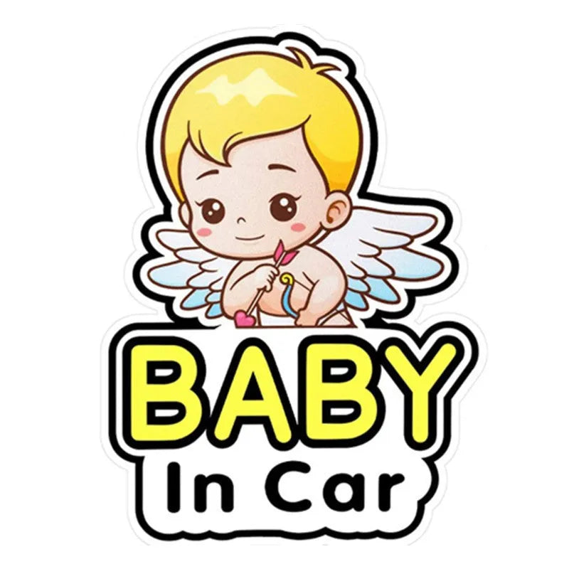 Baby on board reflective car bumper sticker with PET material in ten different baby designs