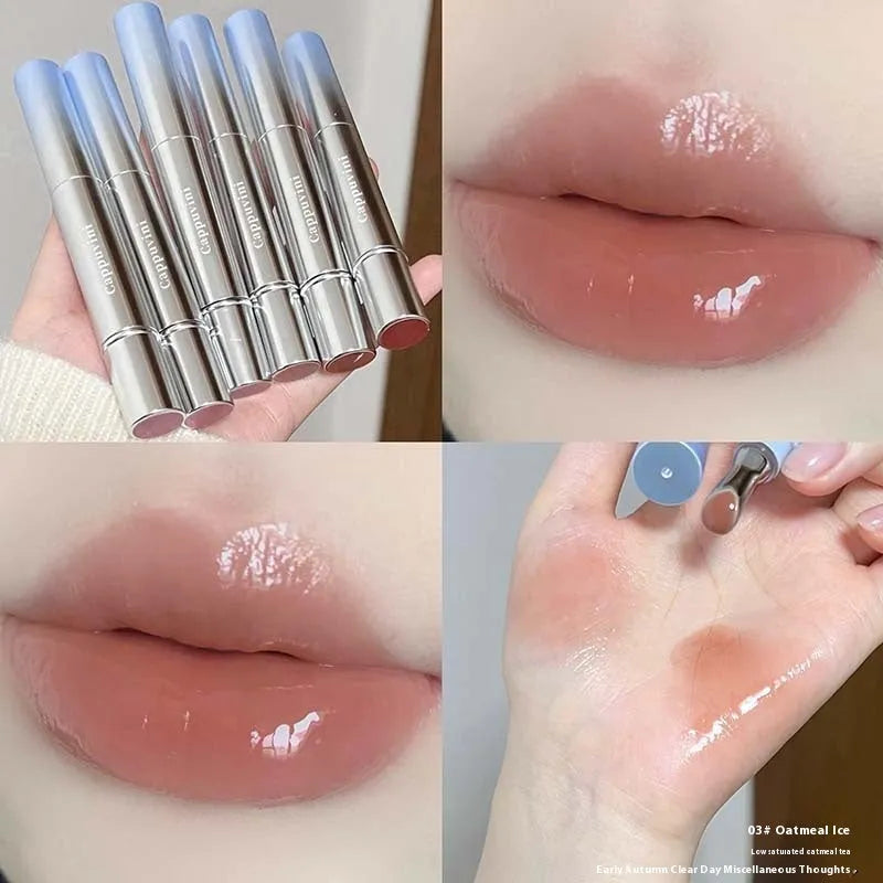 Mirror Water Light lip gloss lipstick in six ice colours including almond and raspberry shades