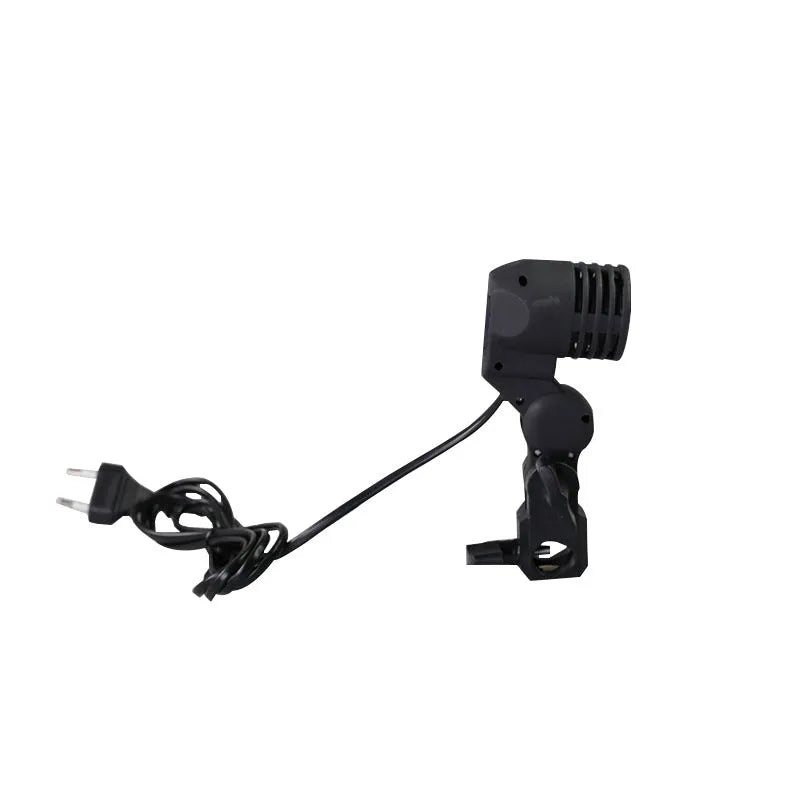 Black universal nylon photography lamp holder with E27 screw fitting and power cords