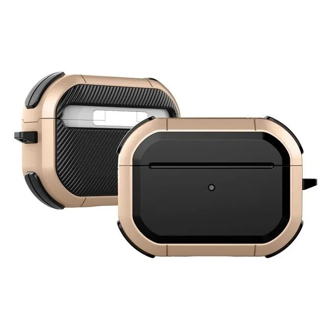 TPU and PC protective shell for Apple AirPods in multiple colour options on a white background.