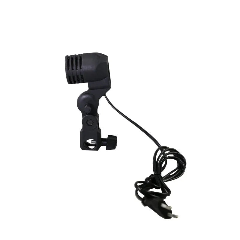 Black universal nylon photography lamp holder with E27 screw fitting and power cords