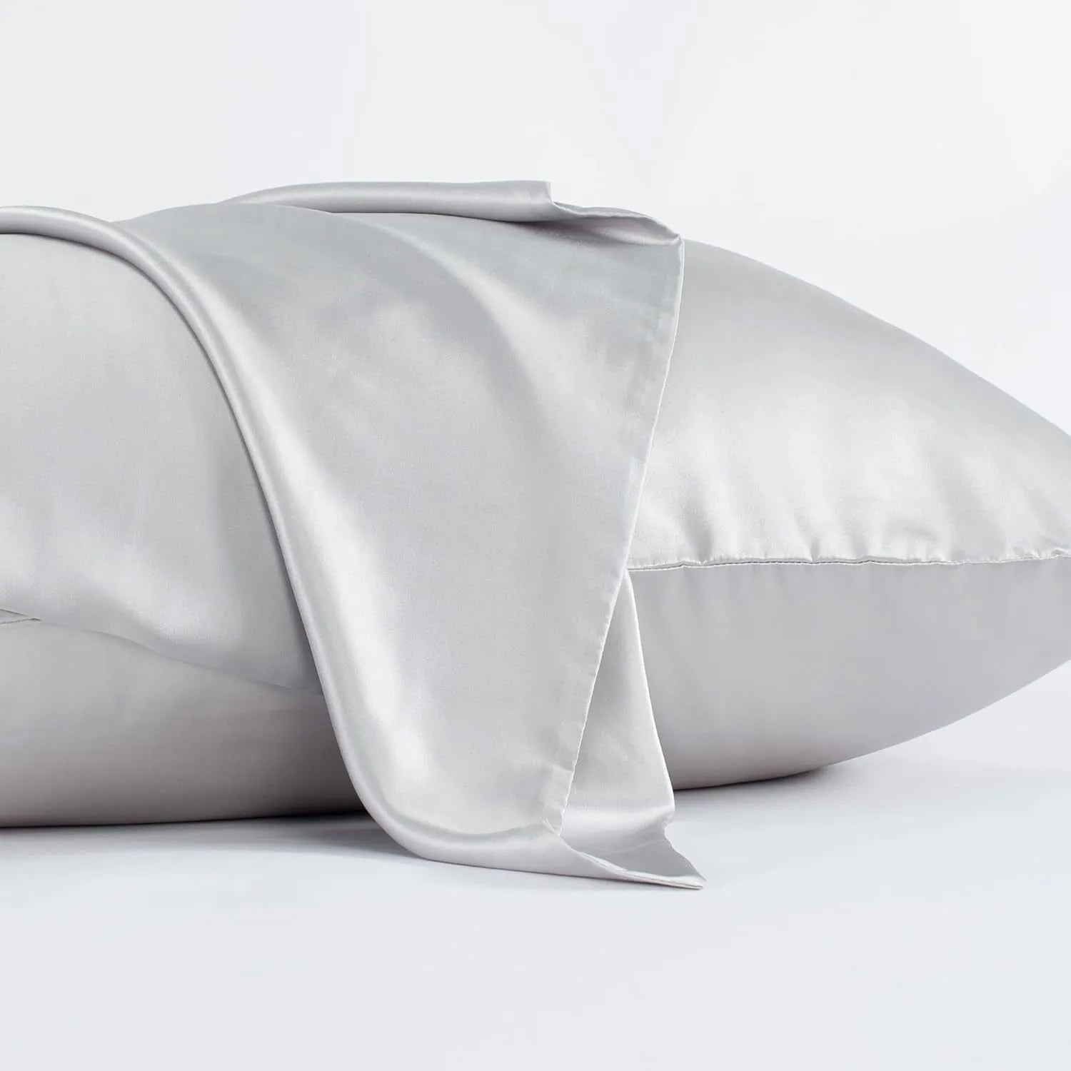 Silk pillowcase with envelope closure in solid colour showing mulberry silk fabric texture