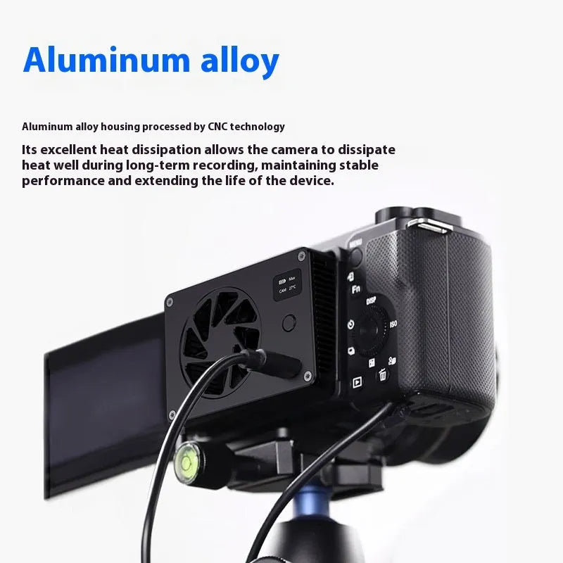 Black aluminium alloy computer cooling radiator measuring 89 x 52 x 25.95 mm with power cord