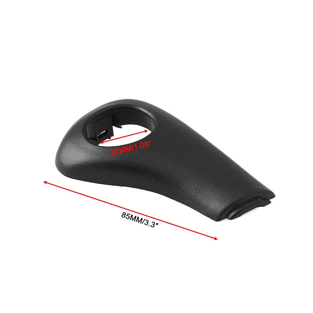 Black plastic shift button replacement kit for Honda Accord, includes button, spring, and side plate on white background.