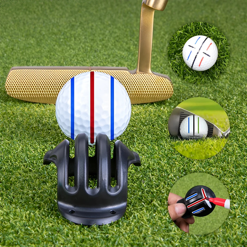 Golf putting alignment tool set with scribers and drawing pens for ball marking practice