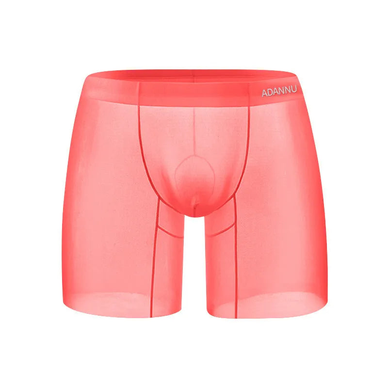 Ice silk men's boxer shorts in solid colours with low waist design