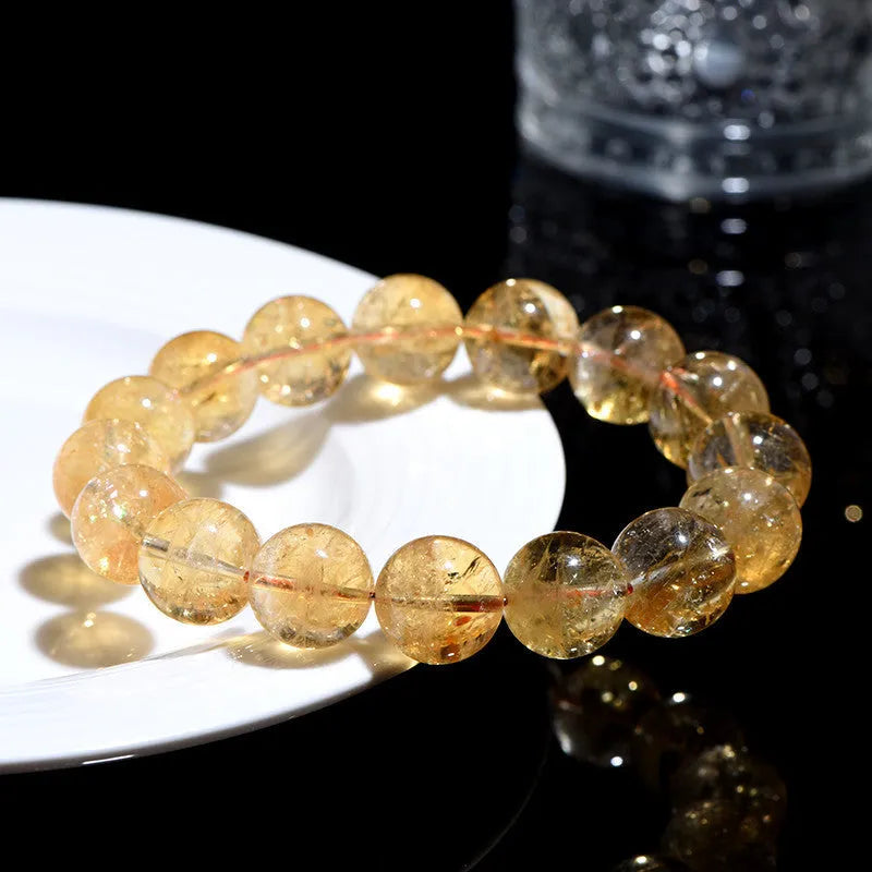 Natural yellow Asestelle citrine bracelet with geometrically shaped beads in multiple size options