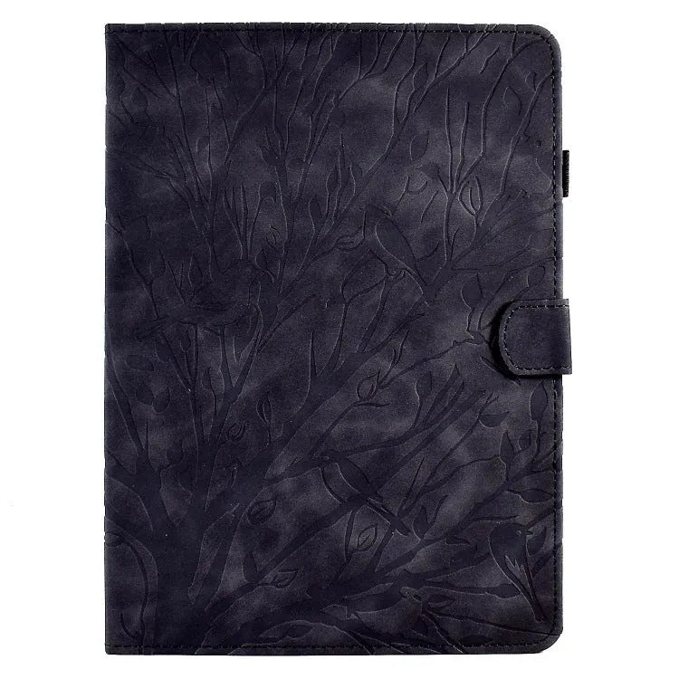 Pachira Macrocarpa imitation leather tablet protective case with integrated viewing bracket in black.