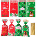 Pack of 50 transparent OPP Christmas gift tying packing bags in flat 13x27cm size