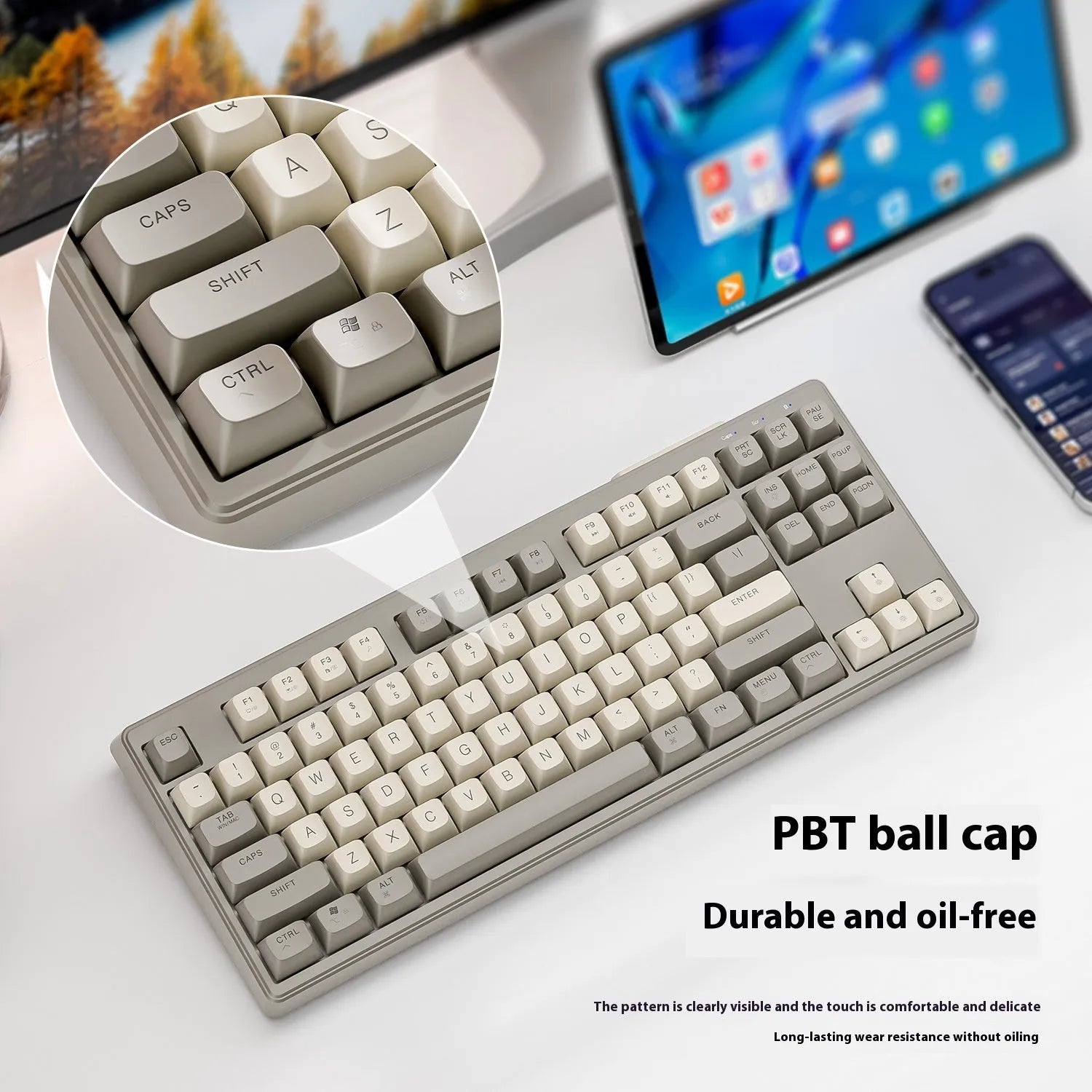 Free Wolf M87 wireless Bluetooth dual-mode keyboard in compact 38cm ABS plastic design