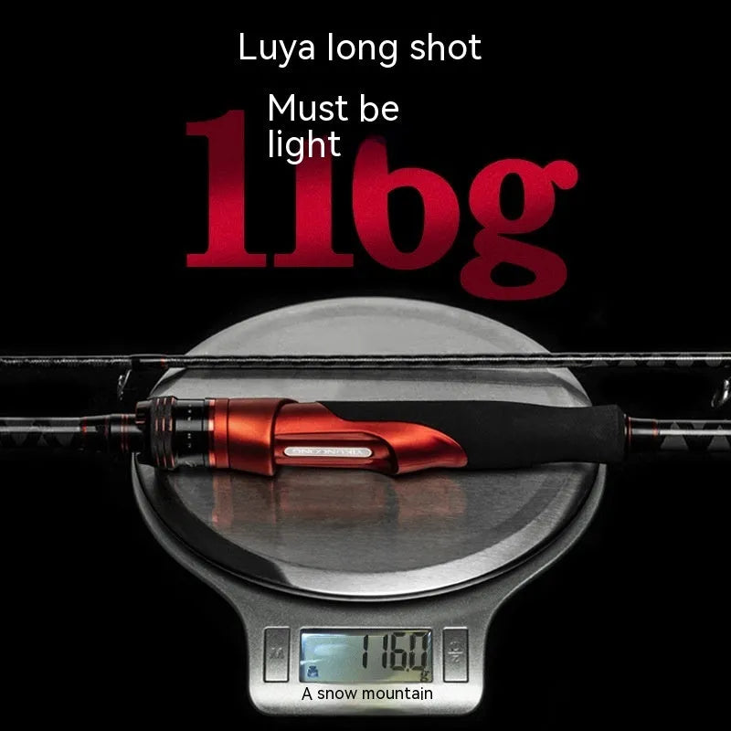 Carbon ultralight fishing rod showing straight handle and pikestaff handle options, lengths 2.1m and 2.4m.