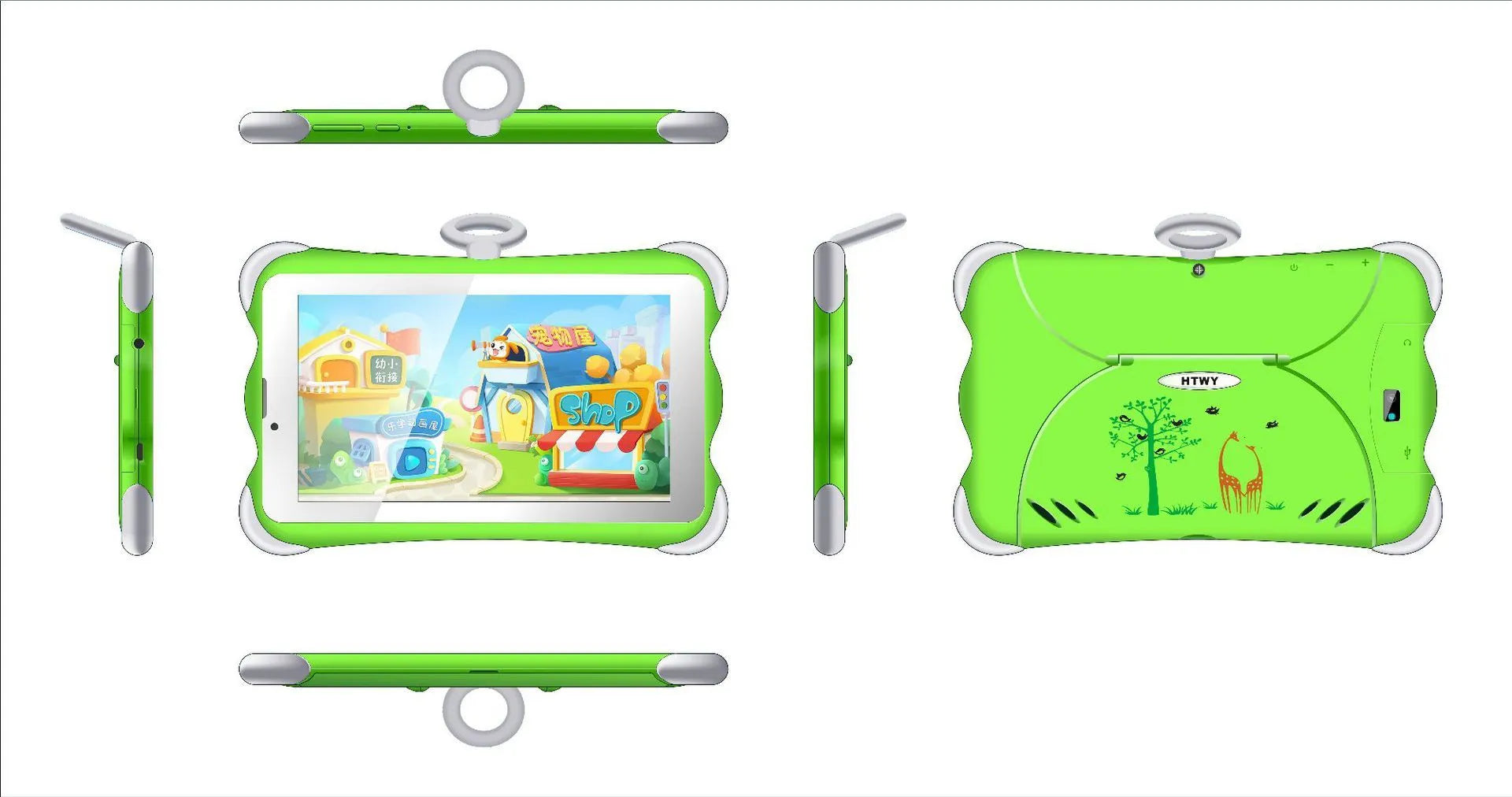 7-inch children's learning tablet in cartoon colours with stand and 3G calling