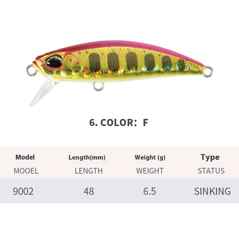 Tossing Japanese submerged Mino fishing lure for mandarin fish and snakehead