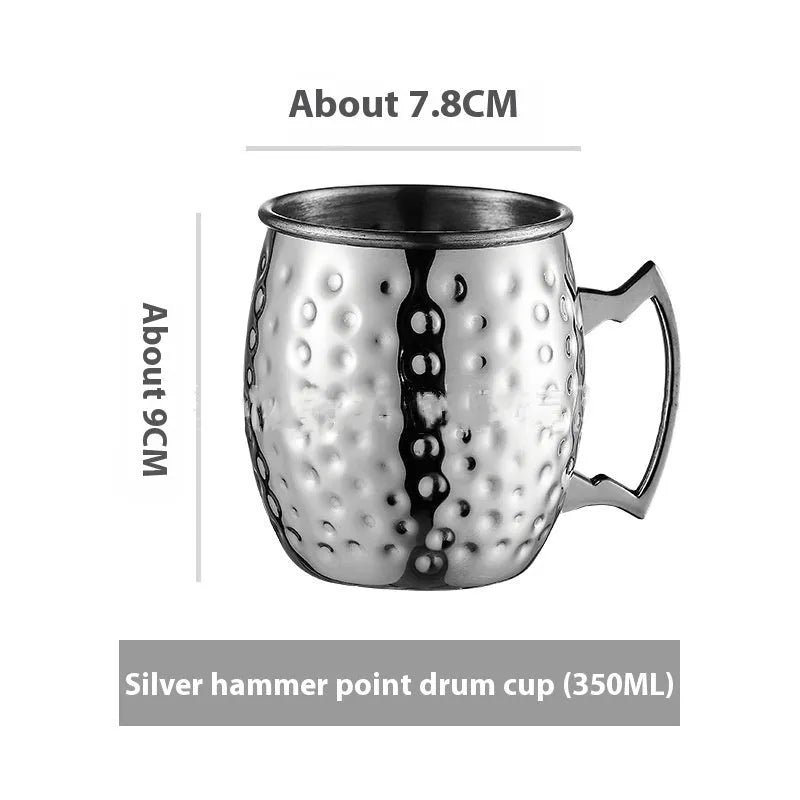 Stainless steel Moscow Mule copper plated cup with glass lining and hammer point texture
