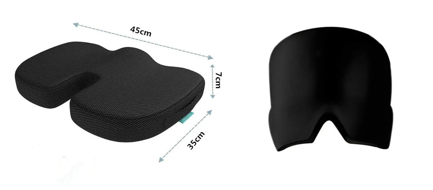 Black reusable gel ice mask for eyes and forehead on a white background