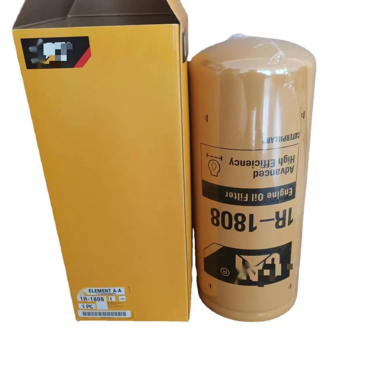 Carter 1R-1808 metal oil filter element with folded design for excavator hydraulic systems.