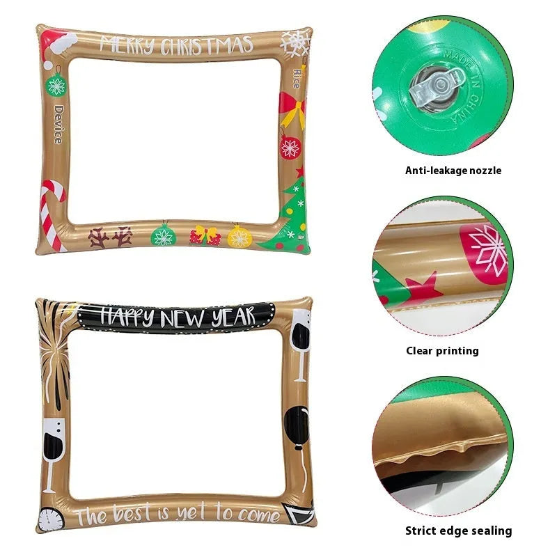 Christmas inflatable photo frame PVC creative photography prop for holiday gatherings