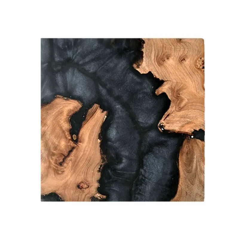 Nordic style wooden coaster with heat insulation resin in a solid colour design.