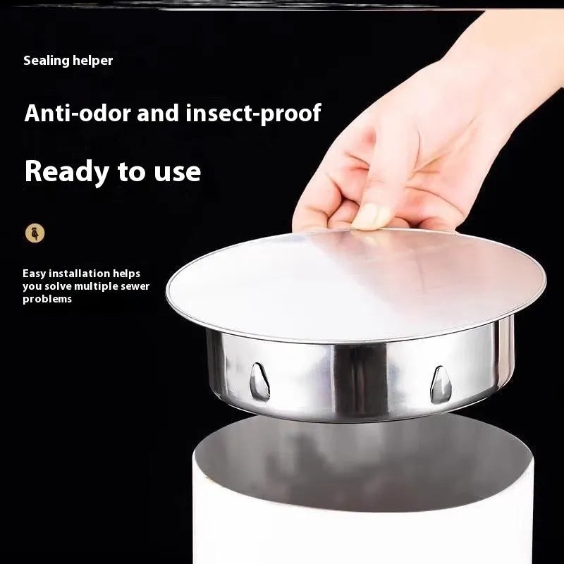 Stainless steel floor drain deodorant seal cover with modern design for waste pipe odour prevention