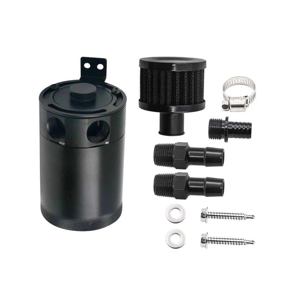 Aluminium automotive oil pot in black or silver with two-hole breathable design