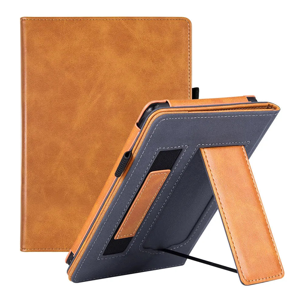 Kindle Paperwhite 5 calf leather case with wrist splint bracket in black