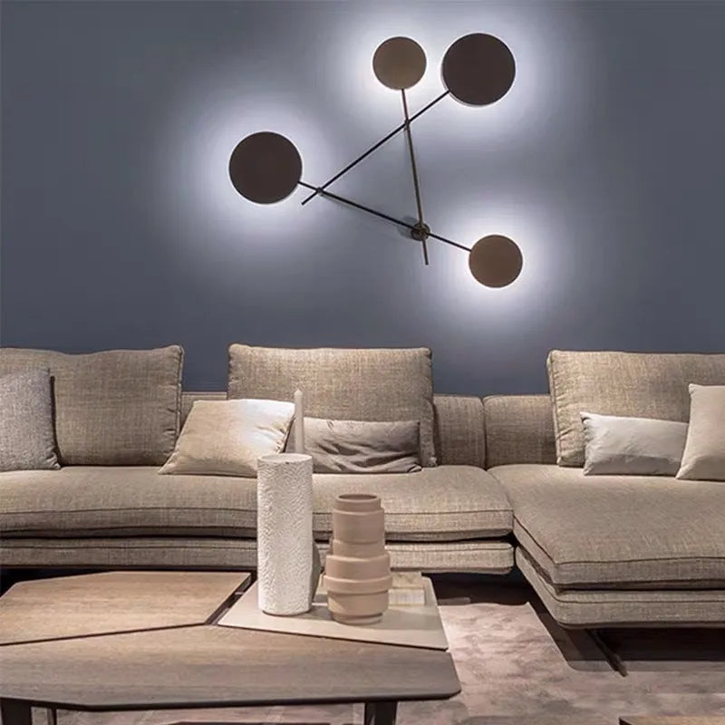 Nordic industrial triangular wrought iron LED wall lamp black finish round lamp head