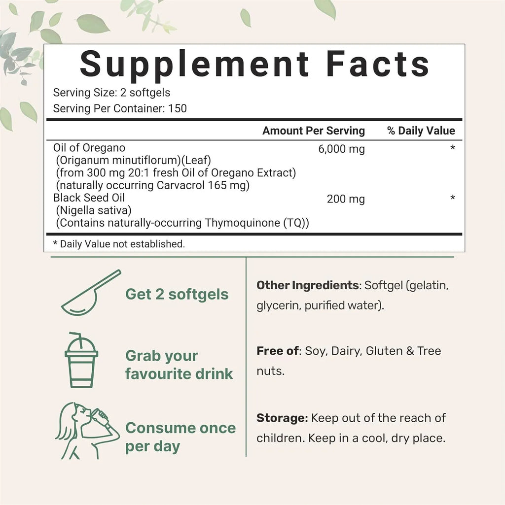 Pack of Black Seed Oil Butter Soft Capsules, a dietary supplement available in 180 or 300 tablet options.