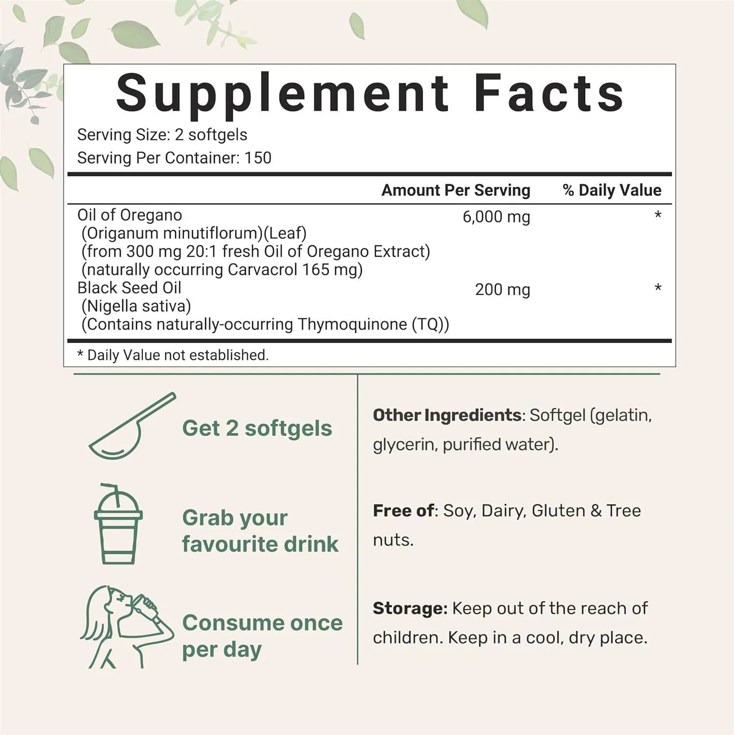 Pack of Black Seed Oil Butter Soft Capsules, a dietary supplement available in 180 or 300 tablet options.