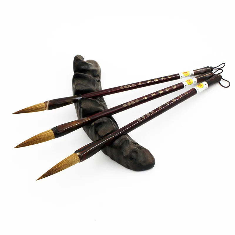 Wolf Hao steel rod calligraphy brush set with wolf hair bristles in multiple sizes