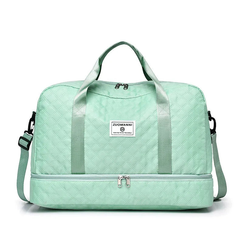 Oxford cloth portable large capacity travel bag in solid colour with 36-55L storage capacity