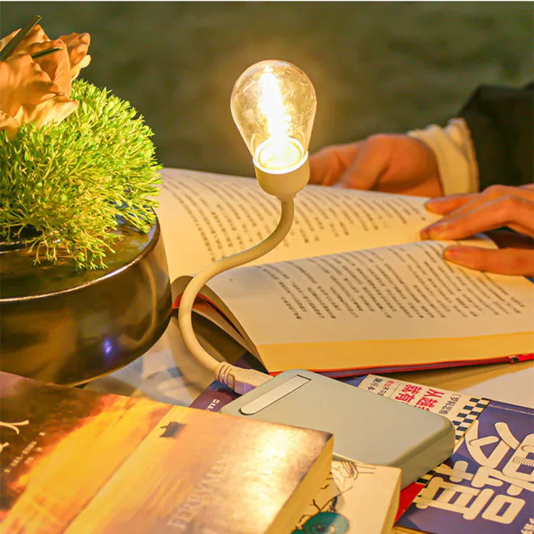 USB rechargeable folding tungsten night light with S14 bulb shape emitting warm 2700K light