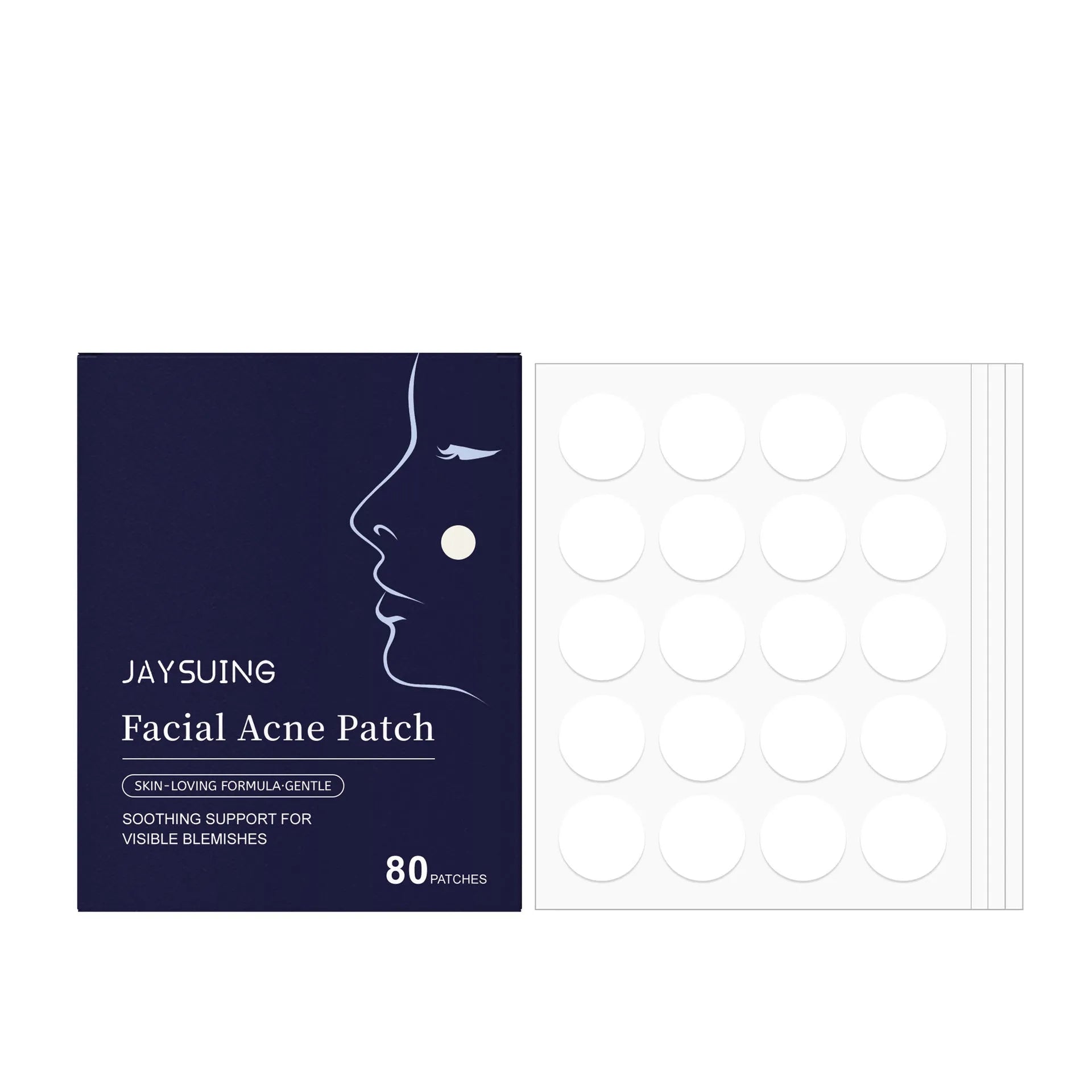 Pack of 80 hydrocolloid acne patches for facial spot treatment and blemish care