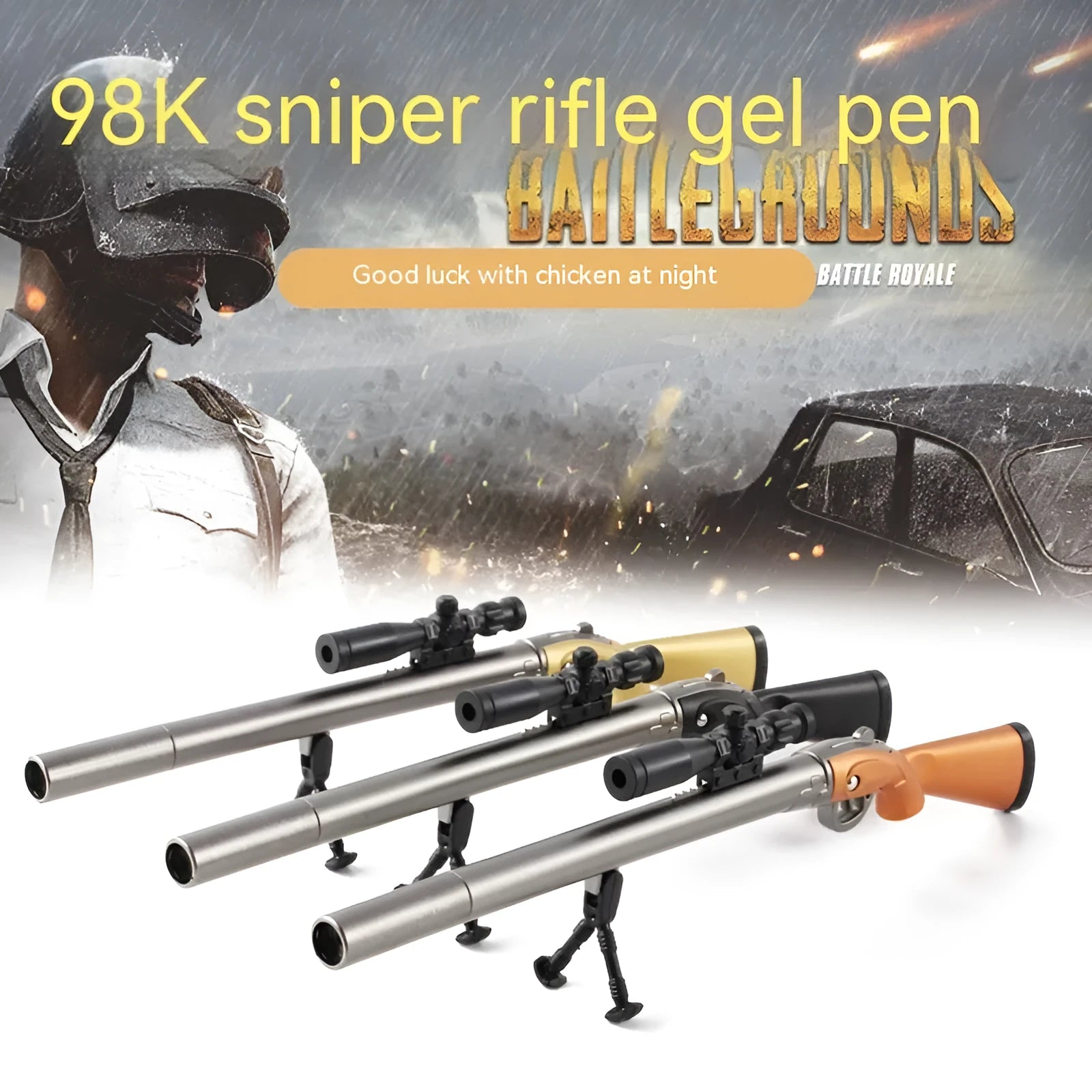 Chicken 98K Sniper Rifle Creative Gel Pen with Marvel series design and 0.5mm tip