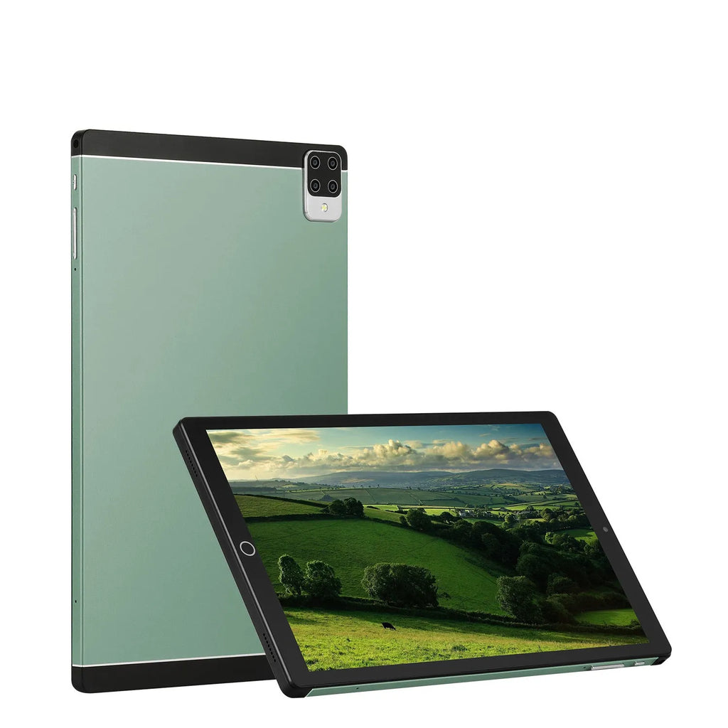 11.6-inch Android tablet in black, blue, green, or orange colours showing homescreen interface
