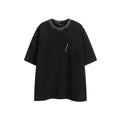 Men's purple retro washed cotton embroidered short-sleeved t-shirt on a hanger, loose fit.