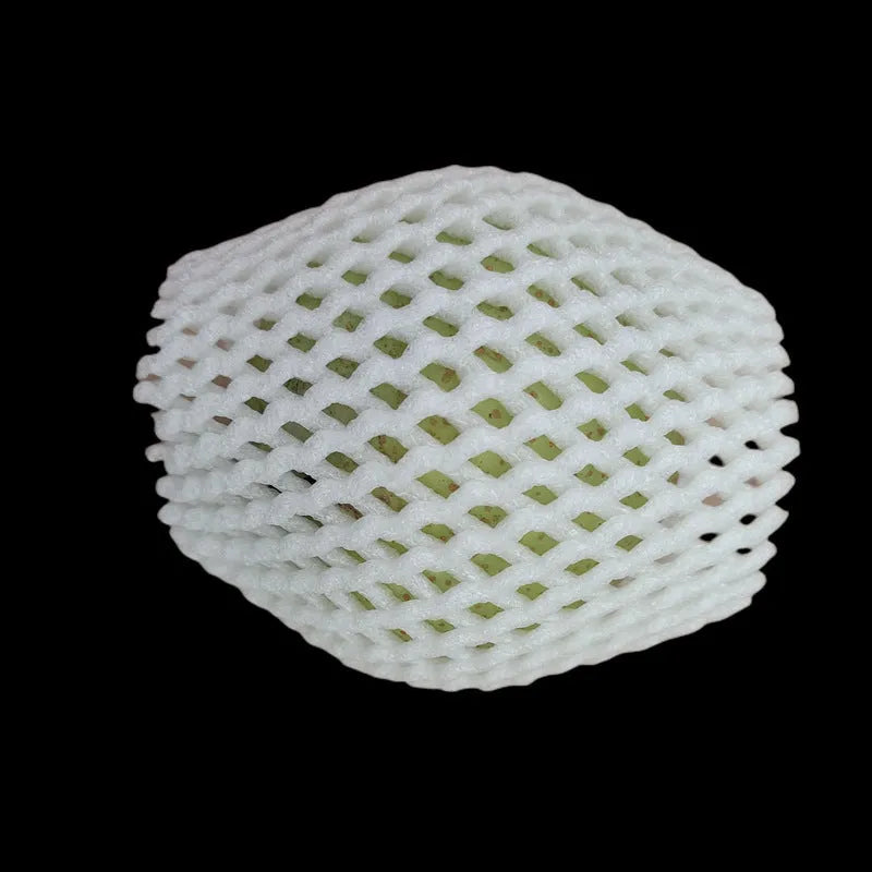 White foam fruit net cover protective case showing shockproof material and multiple size options