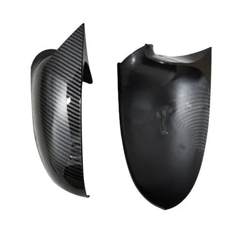 Pair of Horn Bright Black Volkswagen Sagitar exterior mirror housings for 2006-2011 models.