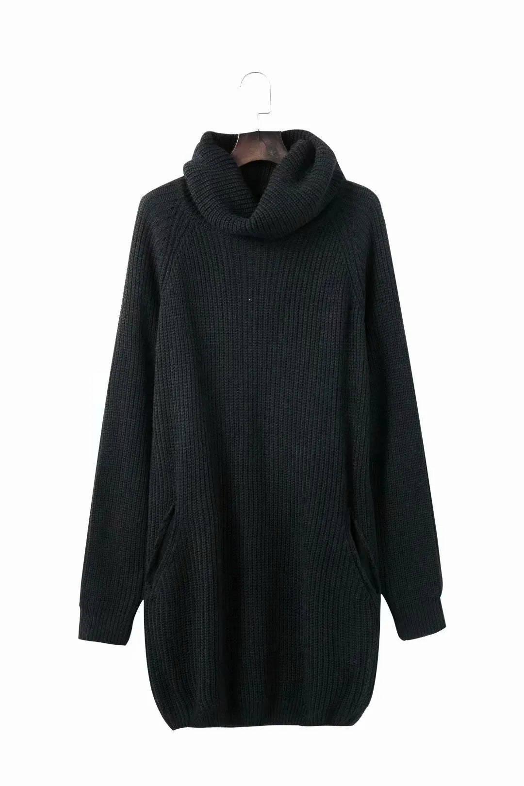 Women's lapel collar pullover sweater with side pockets in light apricot colour