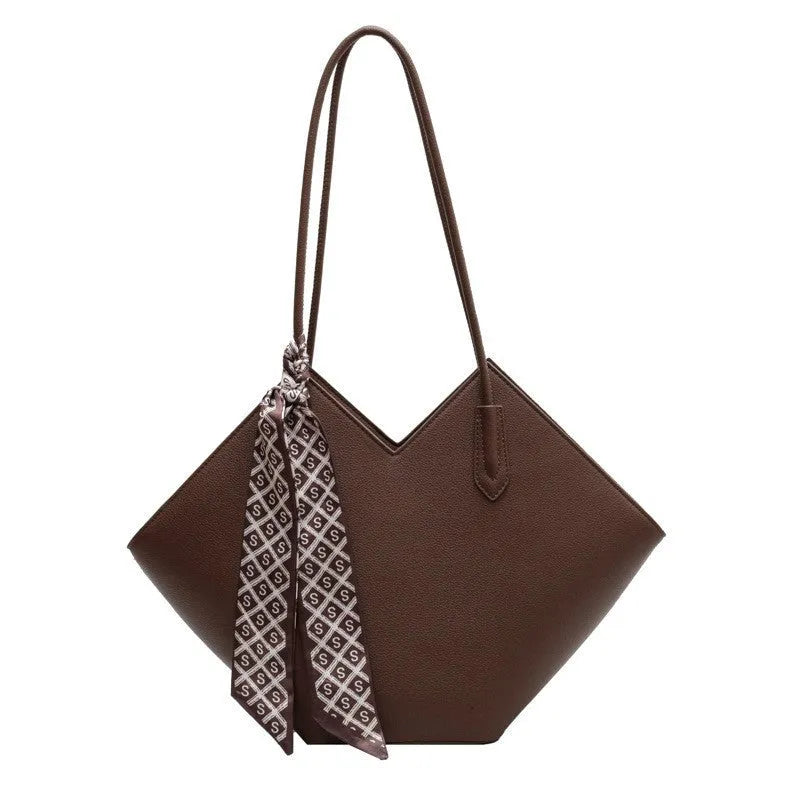 Women's black PU leather shoulder bag with 43cm width and sandwich pocket exterior design