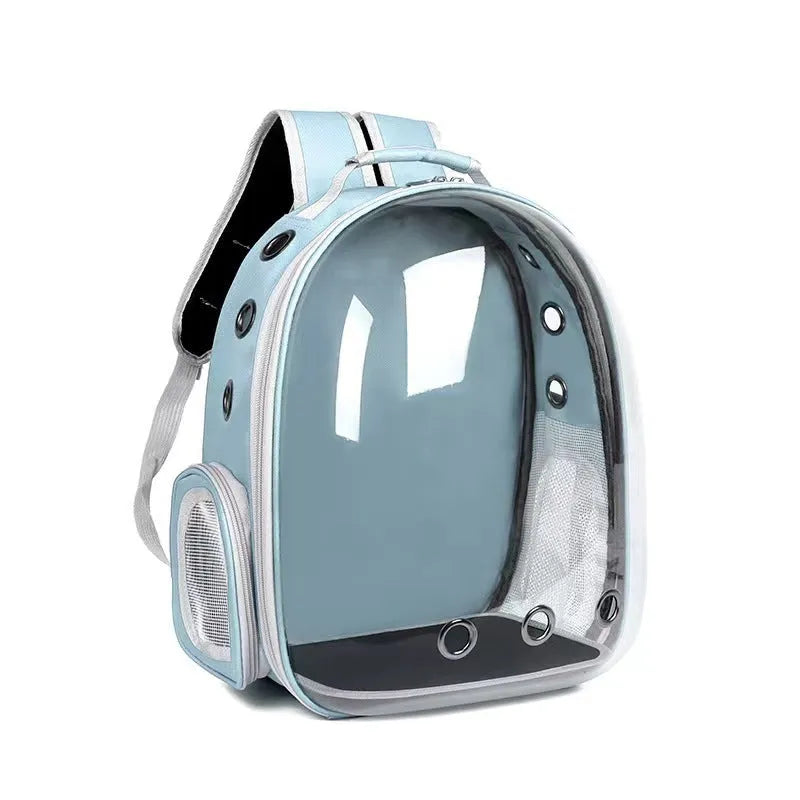 Grey PC plastic astronaut-style pet carrier bag with a side opening door