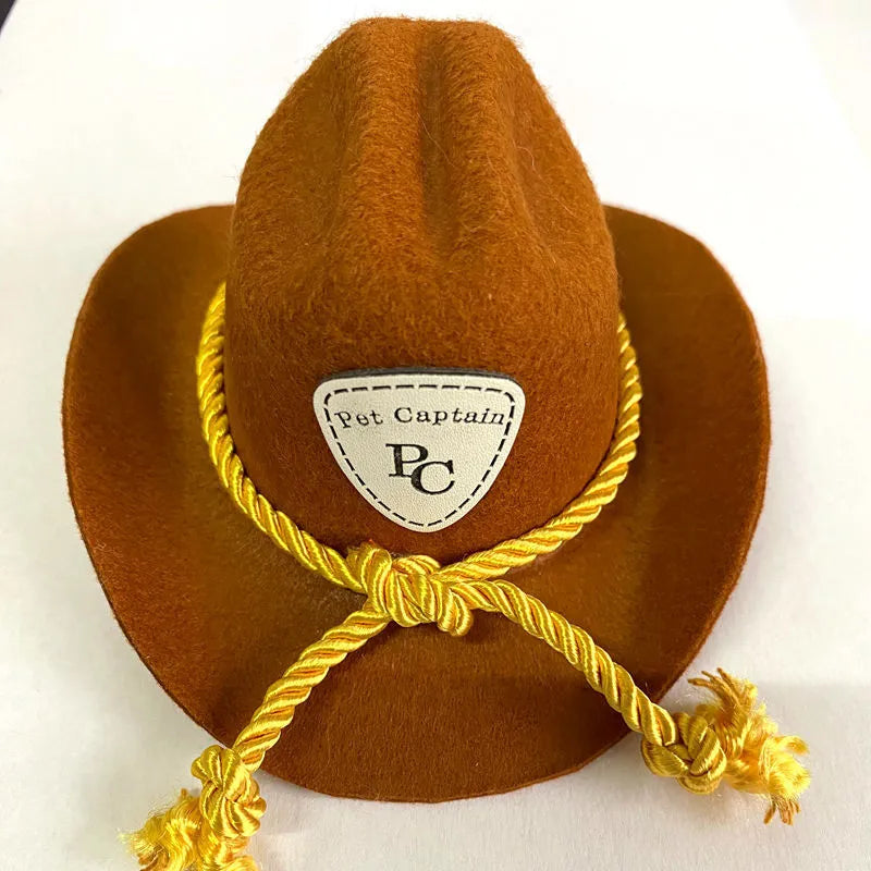 British cowboy hat for cats in various colours with ribbon or velvet trim
