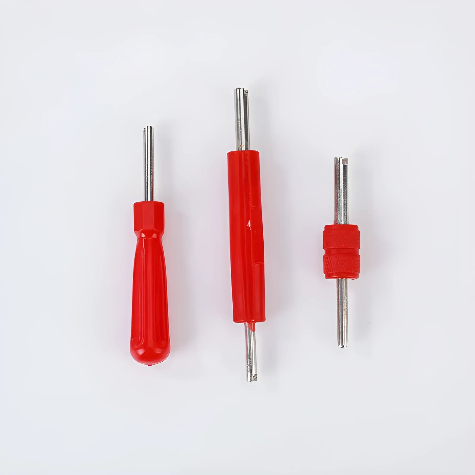 Aluminium alloy single-head twist valve wrench tool in one of three colour styles.