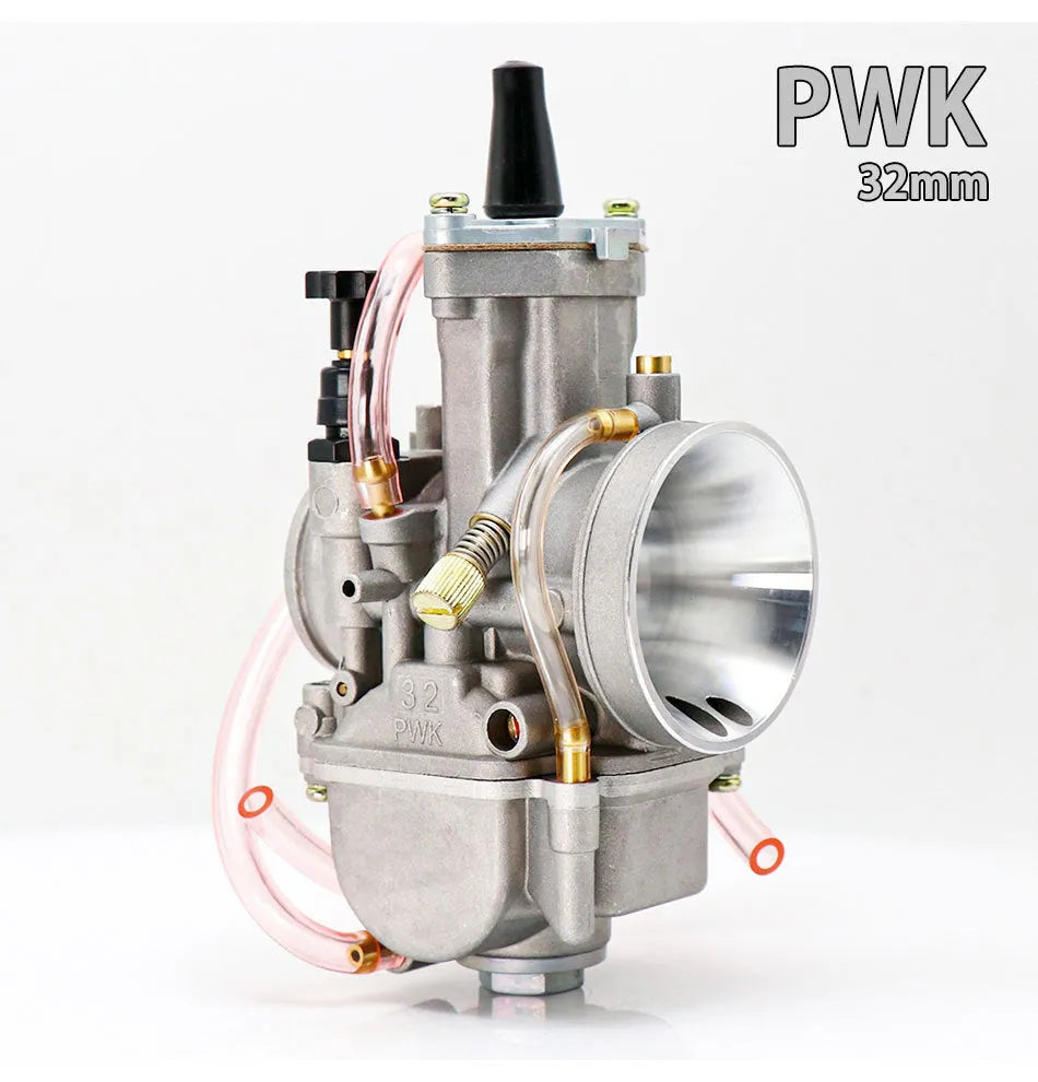 PWK sandblasting finish motorcycle carburettor showing seven size options from 21mm to 34mm