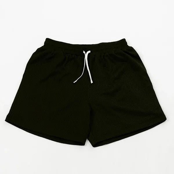 Men's solid-colour mesh quick-drying shorts in chemical fibre fabric for athletic use