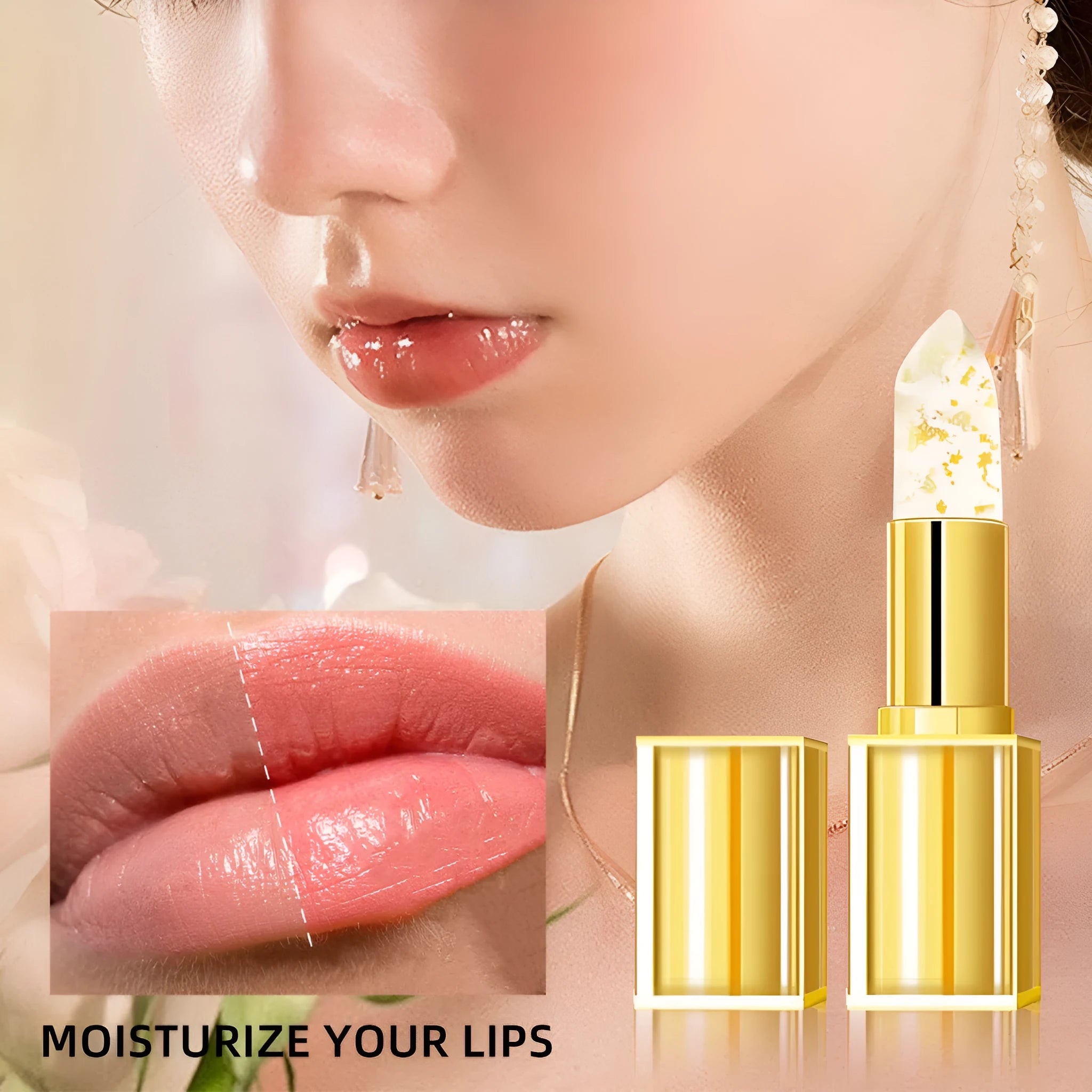 Anti-smudge warm colour-changing lipstick in a standard 3.5g size.