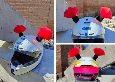 Helmet decorative balls and braids accessory kit with ten style choices and adhesive for motorcycle and ski helmets