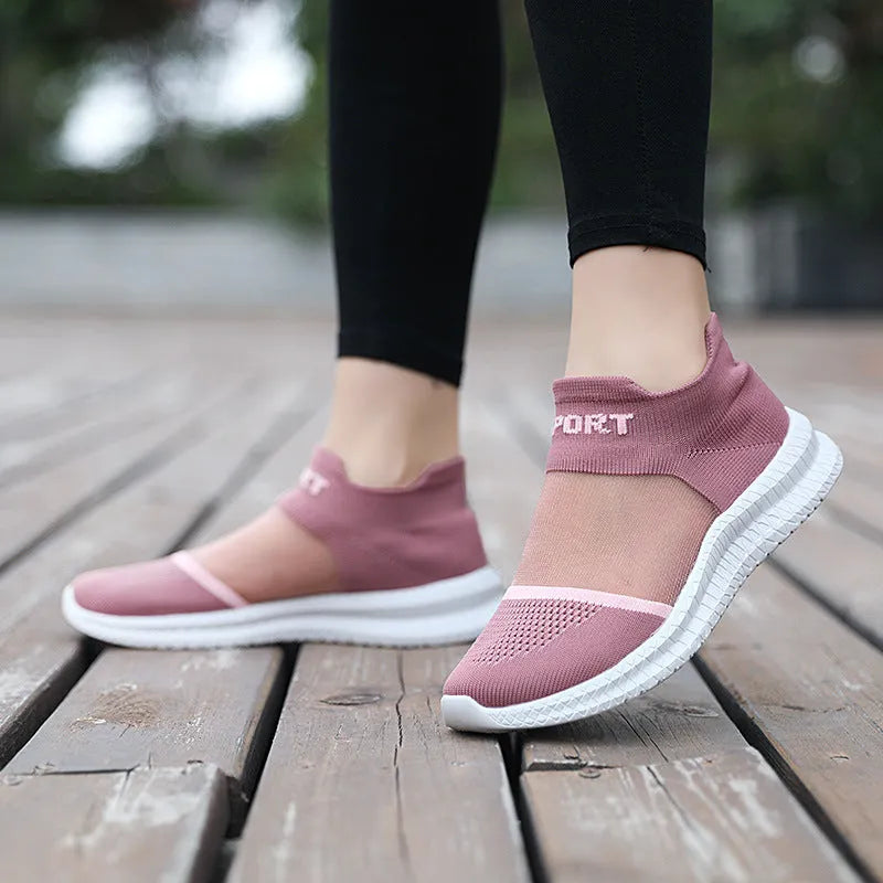 Breathable Flyknit low-top sock shoes in khaki colour with lace and tassel details.