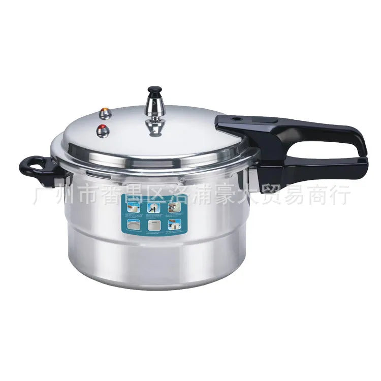 White aluminium alloy pressure cooker 22cm with 5 litre capacity on a modern kitchen counter