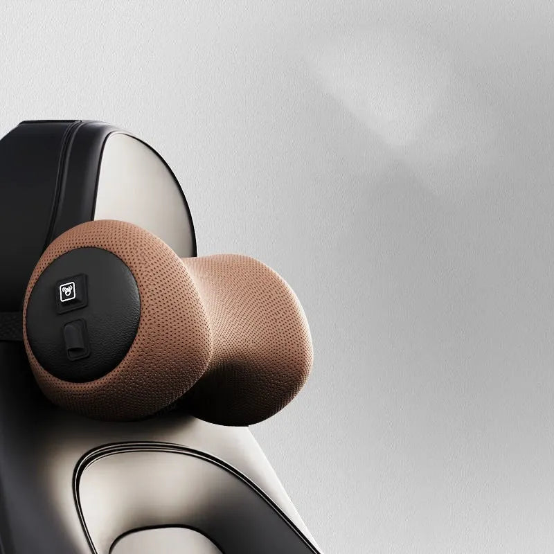 Memory cotton car seat massage cushion with electric vibration function for lumbar and headrest support.